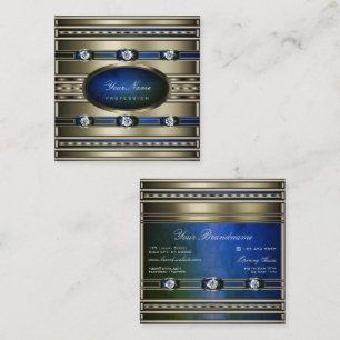 Elegant Silver Effect Blue och Grönt Marble Patten Fyrkantigt Visitkort