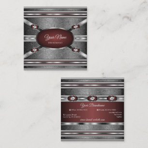 Elegant Silver Effekterar Burgundy med Faux-diaman Fyrkantigt Visitkort