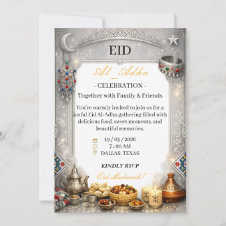 Elegant silver Eid al-Adha-firande inbjudan