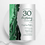 Elegant Silver Emerald Grönt Agate 30års födelseda Inbjudningar<br><div class="desc">Emerald grönt och silver agate 30års födelsedag bjudan. Elegantens moderna design med vattenfärgad bakgrund,  faux glitter silver och typsnitt för färgskript. Trendig inbjudan-kortets perfekt för en snyggt kvinnor i firande. Skrivna Zazzle-inbjudningar eller digital utskrivbar mall för omedelbar nedladdning.</div>
