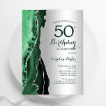 Elegant Silver Emerald Grönt Agate 50:e födelsedag Inbjudningar<br><div class="desc">Emerald grönt och silver agerade 50:e födelsedagsfest inbjudan. Elegantens moderna design med vattenfärgad bakgrund,  faux glitter silver och typsnitt för färgskript. Trendig inbjudan-kortets perfekt för en snyggt kvinnor i firande. Skrivna Zazzle-inbjudningar eller digital utskrivbar mall för omedelbar nedladdning.</div>