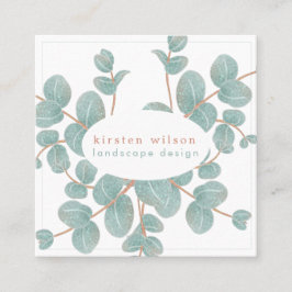 Elegant Silver Eucalyptus Gren - Personlig Fyrkantigt Visitkort