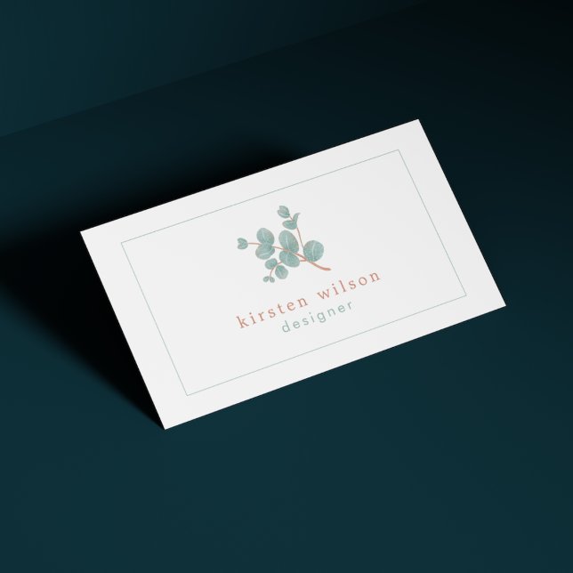 Elegant Silver Eucalyptus Gren - Personlig Visitkort (Skapare uppladdad)