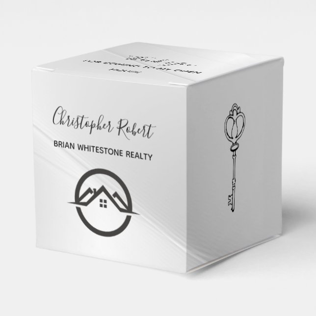 Elegant Silver Fastighetsförmedling Presentaskar (Framsidan Sidan)