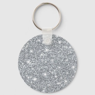 Elegant Silver Faux Glamoral Glitter Nyckelring