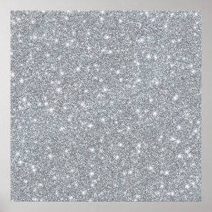 Elegant Silver Faux Glamous Glitter Poster