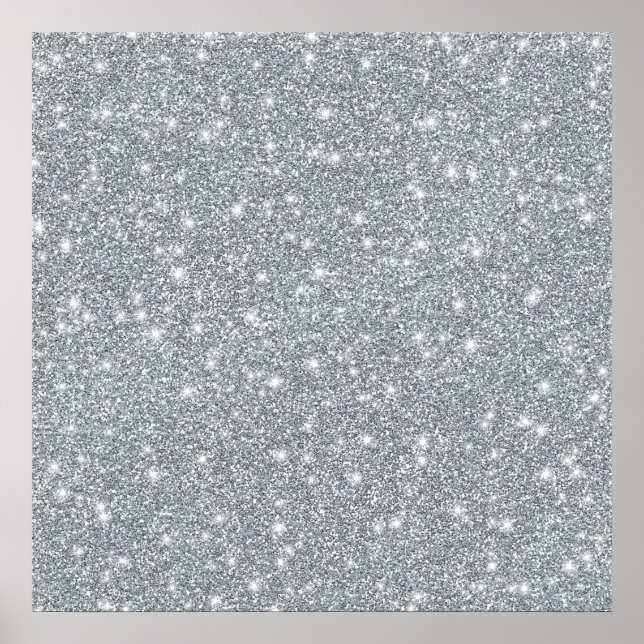 Elegant Silver Faux Glamous Glitter Poster (Framsidan)