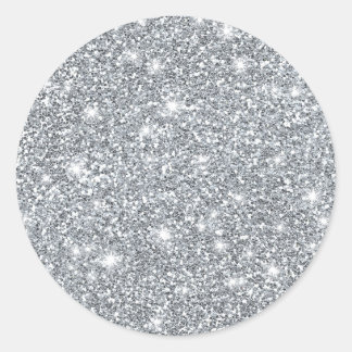 Elegant Silver Faux Glamous Glitter Runt Klistermärke