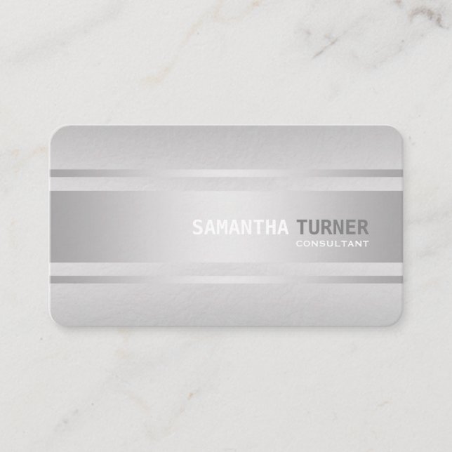 Elegant Silver Faux Texturerad Professionell Anpas Visitkort (Framsida)