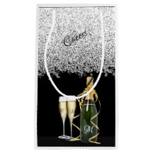 Elegant Silver Flaska och Glass Small Gift Bag