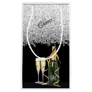 Elegant Silver Flaska och Glass Small Gift Bag