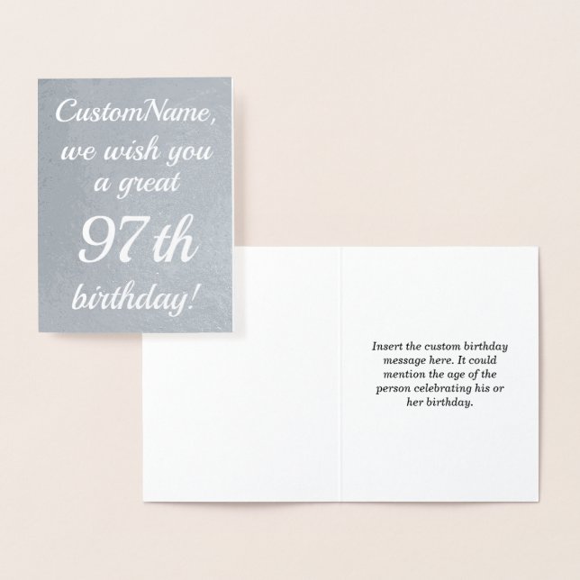 Elegant Silver Foil 97:e födelsedagshälsningskort Folierat Kort (Display)