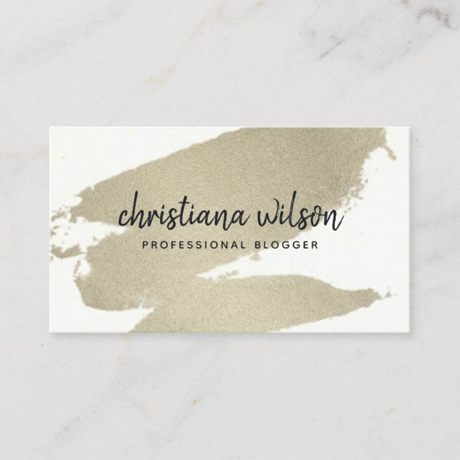 ELEGANT SILVER FOIL BLACK BRUSH STROKE CALLIGRAPHY VISITKORT (Framsida)