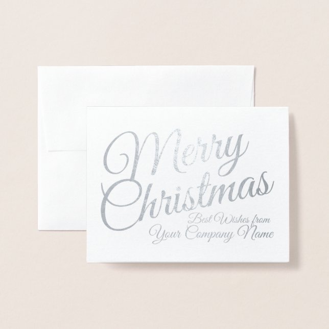 Elegant Silver Foil Business - Helgdag jul Folierat Kort (Framsida med kuvert)