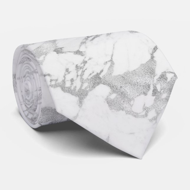 Elegant Silver Foil Chic White Marble Slips (Rullad)