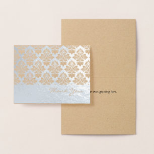 Elegant Silver Foil Damask Tackkort Card Folierat Kort