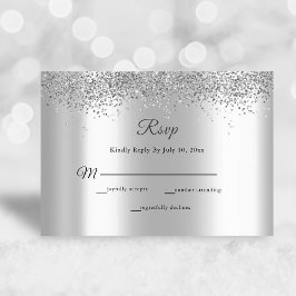 Elegant Silver Foil Glitter Gnistra Bröllop OSA Kort