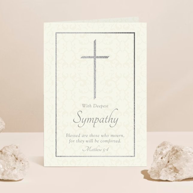 Elegant Silver Foil Kor Sympathy Kort (Skapare uppladdad)