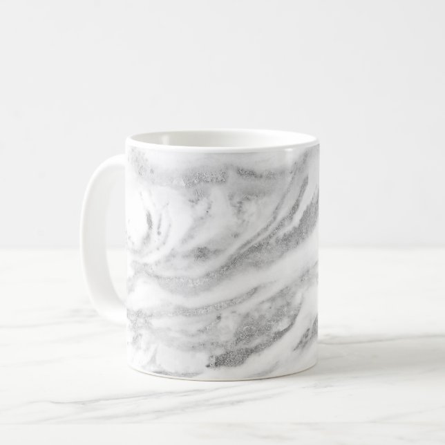 Elegant Silver Foil Marble Kaffemugg (Framsida vänster)