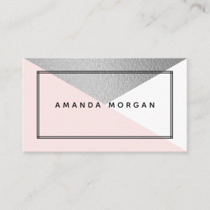 Elegant Silver Foil och Modern Geometric Stil Visitkort