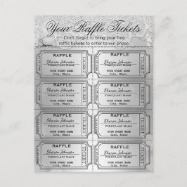 Elegant Silver Foil Raffle Biljett Vykort