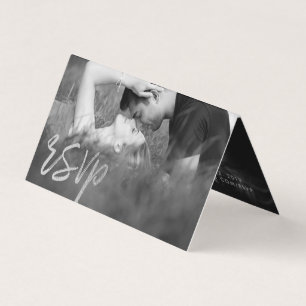 Elegant Silver Foil Script Dubbla Photo OSA kort