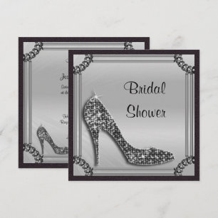 Elegant Silver Framed Black Stiletto Möhippa Inbjudningar