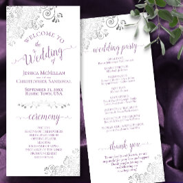 Elegant Silver Frills & Lavender på Vita Bröllop Program