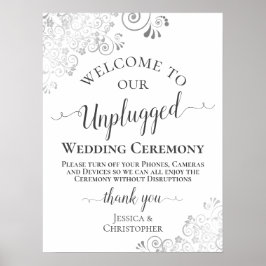 Elegant Silver Frills Unplugged Bröllop Ceremony Poster