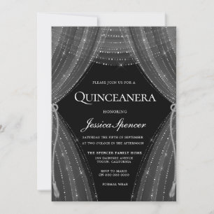 Elegant Silver-gardinerna Quinceanera Party Inbjud Inbjudningar