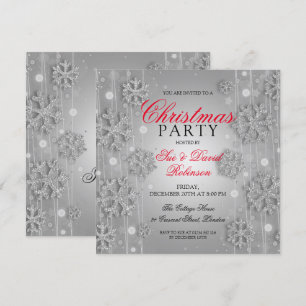 Elegant Silver Glam-Julfesten Jul Inbjudningar