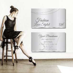 Elegant Silver Glamoral med Initialer Snyggt Visitkort