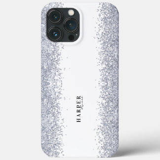Elegant Silver Glitter Anpassat Namn