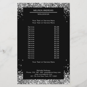 Elegant Silver Glitter, båda sidornas flygblad