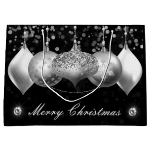 Elegant Silver Glitter Baubles God jul