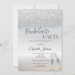 Elegant Silver Glitter Bokeh Bachelorette Inbjudningar