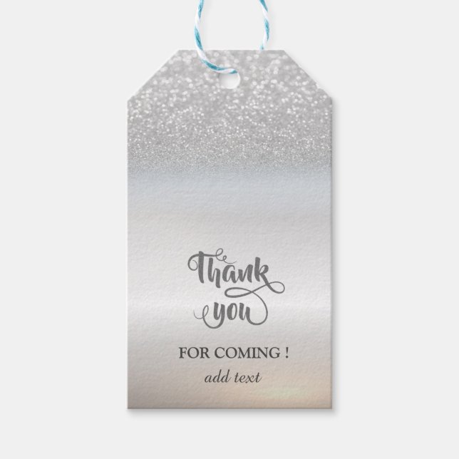 Elegant Silver Glitter Bokeh becomes Elegant Silve Presentetikett (Framsidan)