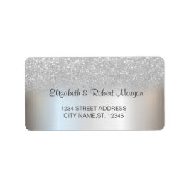 Elegant Silver Glitter Bokeh Bröllopsetikett Adressetikett