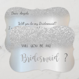 Elegant Silver Glitter Bokeh  Brudtärna Kort