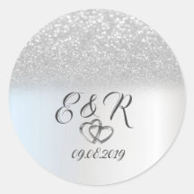 Elegant Silver Glitter Bokeh,Hearts Bröllop