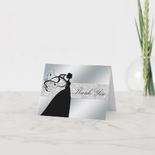 Elegant Silver Glitter Bride Tackkort Card