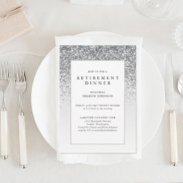 Elegant Silver Glitter Business Pension Party Inbjudningar