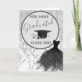 Elegant Silver Glitter Du kan Bära Dress Grad Kort