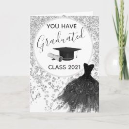 Elegant Silver Glitter Du kan Bära Dress Grad Kort