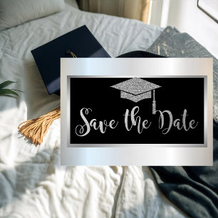 Elegant silver glitter examen Save The Date Spara Datumet