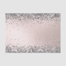 Elegant Silver Glitter Faux metallisk Rosa