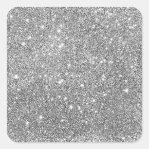 Elegant Silver Glitter Fyrkantigt Klistermärke
