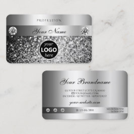 Elegant Silver Glitter Gnistrande Juveler Logokval Visitkort