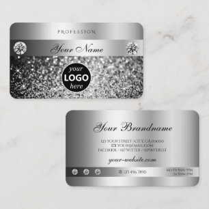 Elegant Silver Glitter Gnistrande Juveler Logokval Visitkort