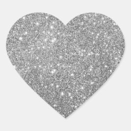 Elegant Silver Glitter Heart Sticker Hjärtformat Klistermärke